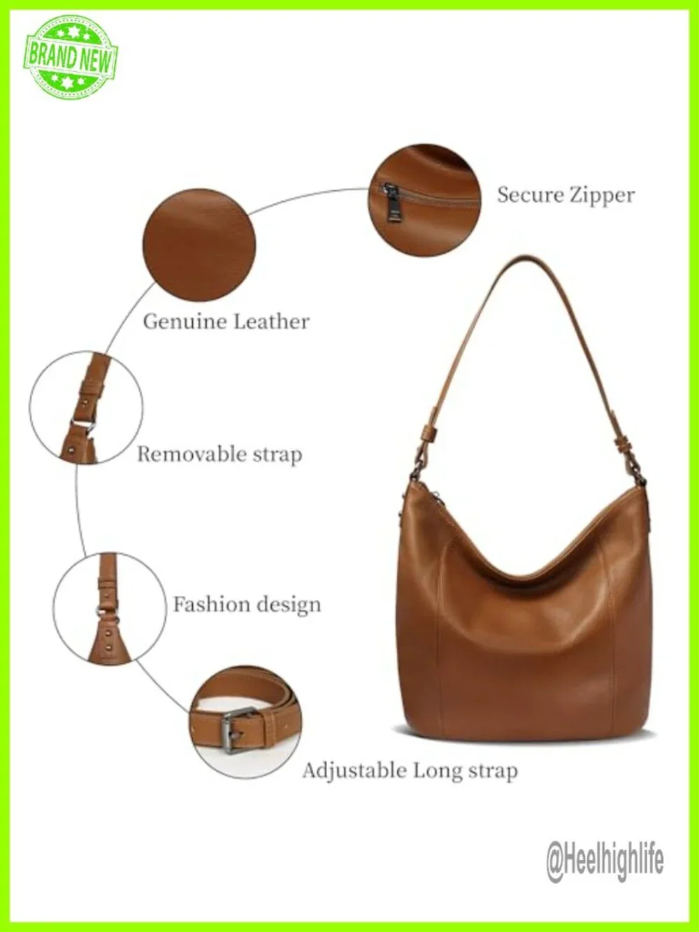 Soft Leather Hobo Shoulder Crossbody Handbag Purse for Women Tote Large Capacity